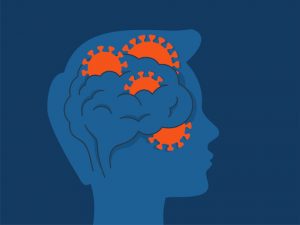 COVID Brain Illustration Showing Brain Changed and Mental Health Concerns